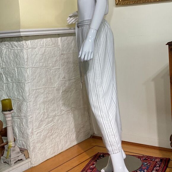 Design Lab White Black Pinstripe Wide Leg Pants - Picture 5 of 12